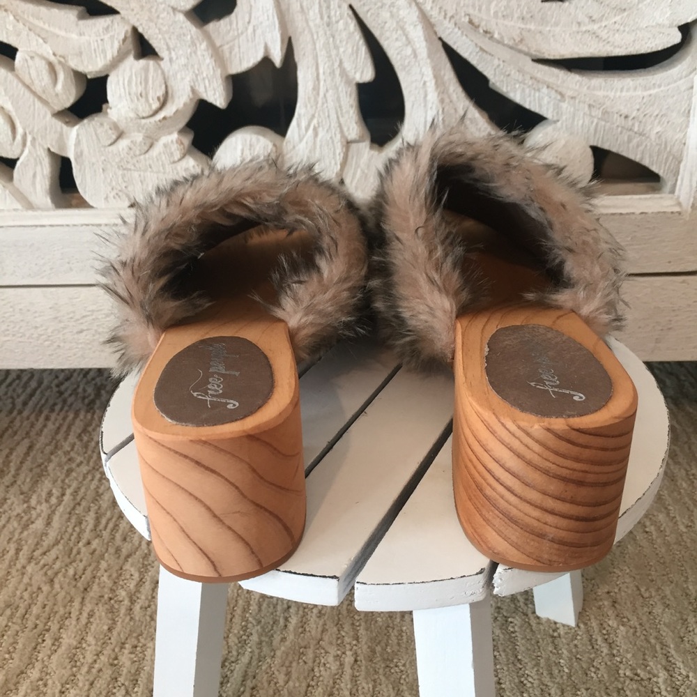 Free People Faux Fur Wooden Slide Sandals - Picture 3 of 7